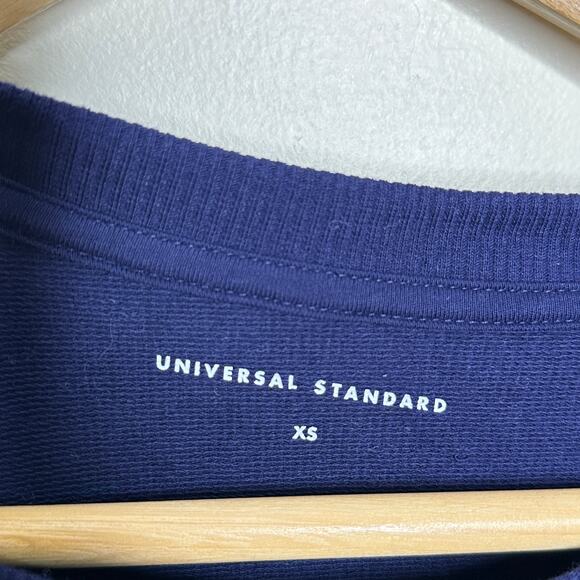 UNIVERSAL STANDARD Misa Tie Sleeve Sweatshirt Dress Navy Blue Sz 12 {U40} - Picture 4 of 5